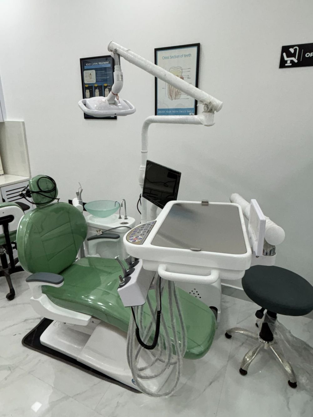 Modern dental treatment room and chair